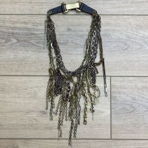 Rare* Rodrigo Otazu Chain Fringe Statement Necklace Glam Goth‎ Grunge Rock